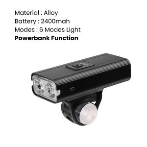 OKY 2-in-1 Bicycle Light + Powerbank (2000mAh) USB Rechargeable Alloy LED Waterproof MTB Road Bike Flashlight