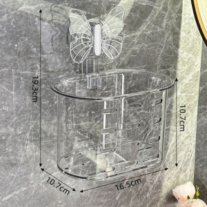 No-Punch Suction Cup Bathroom Shelf Butterfly Design Wall Draining Basket Holder