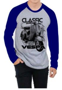 KAOS RAGLAN PRIA SABLON CLASSIC VESPA \ KAOS RAGLAN PRIA LENGAN PANJANG ATASAN PRIA / KAOS MURAH / KAOS DISTRO / KAOS SIMPLE / T-SHIRT PRIA