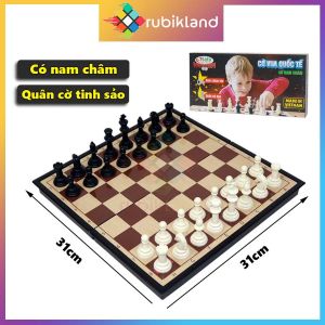 [Sato] Bộ Cờ Vua Nâu Gỗ Size Lớn Nam Châm Sato041 Cao Cấp Đồ Chơi Trí Tuệ Thể Thao Boardgame Cờ Quốc Tế Trẻ Em Gấp Gọn