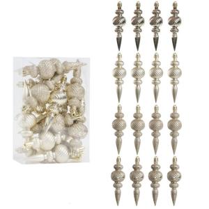 Plastic Christmas Tree Ornament Hand Painted Long Pointed Unique Shape Holiday Decoration For Window Display