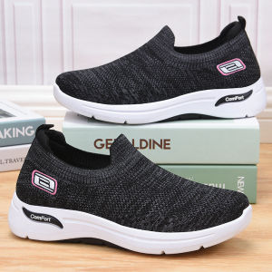 Ready Stock COD Fashion Trendy Womens Shoes S-1 Black Casual Sneakers Shoes For Lady Slip On Fly Woven Breathable Sneaker