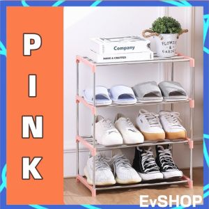 Stainless Steel 4 Layer Shoe Rack Stackable Mini Shoe Rack Multifunctional Storage Shoes Easy Assemble Lightweight Rak