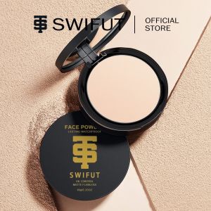 SWIFUT Oil Control Matte Face Powder Long Lasting Waterproof Flawless Setting Powder Face Makeup With Mirror