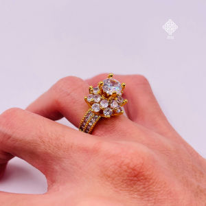 Nhẫn đính đá Nhẫn hột xoàn đá cao Titan không phai không rỉ sét màu 18k và bạch kim mã 25