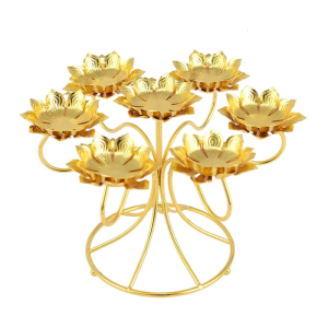 Iron Holder Lotuss Shape Candlestick Holder Table Centerpieces for Temples Kitchen Dining Table Housewarmings