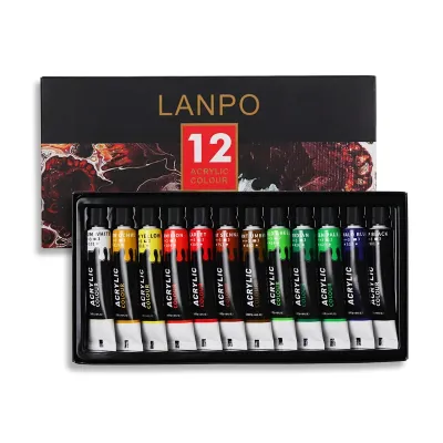 [SG Ready Stock]12/24 Acrylic Paint With Brushes And Palette 12 ML Waterproof Acrylic Paint Tube for Wood/Canvas/Fabric Students Drawing Set