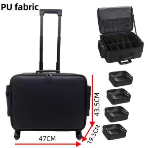 Cốp vải kéo da PU đựng đồ makeup chuyên nghiệp sz 48cm. Cốp kéo vali đựng đồ make up chuyên nghiệp