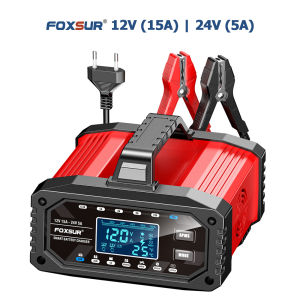 Sạc Ắc Quy Foxsur 15A Tự Động Thông Minh Dùng Cho Bình 12V 24V 4AH - 250AH