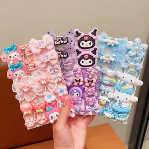 5pcs Set Kawaii Sanrio Hair Ties Anime Hair Ring Ornaments Cinnamoroll My Melody Kuromi Hair Rope