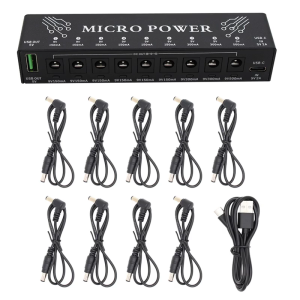 Compacts Multiple Effect Pedal Power Adapter 9 Channel Adjustable Voltages Portables for Studio Outdoor Use