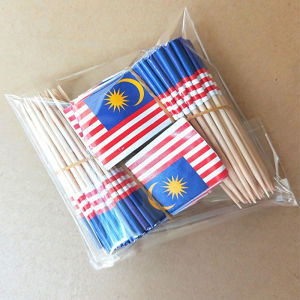 100pcs/pack Malaysia flag toothpickcupcake cocktail steak burger Fruit toothpick flag Tahan lama