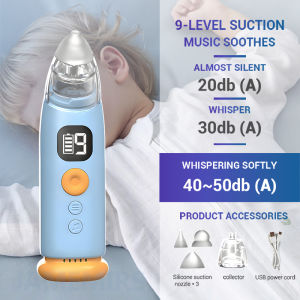 JameMirs nasal aspirator rechargeable for baby Nose suction Cleaner 9Level Soft Silicone Not Hurt Nose Low Noise With Soothing Music