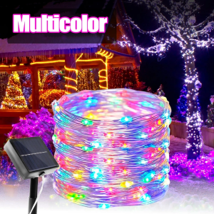 7-32M Solar Christmas Lights Outdoor Waterproof 8Mode Fairy String Light for Home Garden Party Decor Flower Gift Rechargeable Ornaments Decoration Multicolor Solar Powered String Lights for Outdoor Decoration