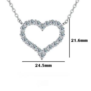 FEOBUR 2ct Moissanite Heart Pendant Necklace for Women 925 Sterling Silver Lab Diamond Neck Chain Girls Birthday Gift Jewelry