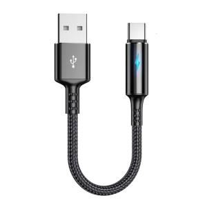 Compact USB C to USB A Charging&Data Cable 2.4A Cord Wire 25cm Short CordNylon and Aluminum Alloy Material