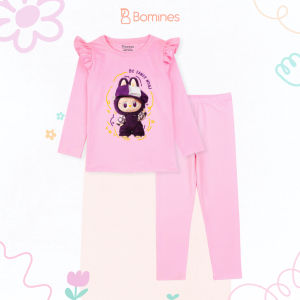 Đồ bộ bé gái tay dài mùa thu Labubu Bomines bộ ngủ thun cotton cho bé gái từ 3- 10 tuổi 12- 30kg DBTLABUBU3D