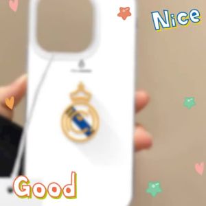 ท่อศัพท์ศิลปะนามธรรม โลโก้สโมสรเรอัลมาดริด สำหรับ iPhone 16 15 14 13 12 11 Pro Max Plus สีขาว La Liga Los Blancos IMD ไม่มีฝาครอบเลนส์