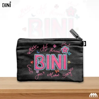 BINI - Mugmania - Aiah Colet Maloi Gwen Jhoana Stacey Mikha Sheena - Black Canvas Wallet Only
