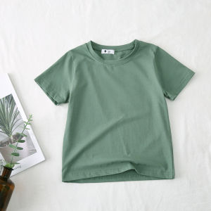 Kids Candy Color Cotton T-shirt Boys Girls Loose Casual Solid Color Top Baby Short-sleeved Cotton T-shirt