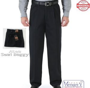 Venants Shop Celana Formal Pria Panjang Kerja Semi Baggy Hitam Abu-abu Bahan Twist Size 27 - 40 Atea