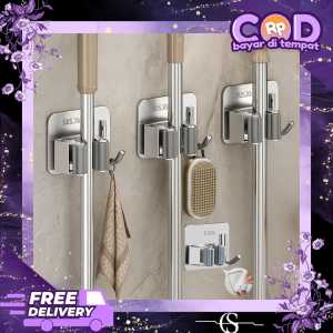 Gantungan Sapu Pel 1 Clip 1 Kait Holder Sapu / Gantungan Sapu Dan Pel Stainless 304 Anti Karat