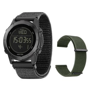 NORTH EDGE LITECORE Tactical Compass Digital Watch Mens Watch 45mm Zinc Alloy Bezel and Nylon Strap EL Backlight Calendar 50m Waterproof