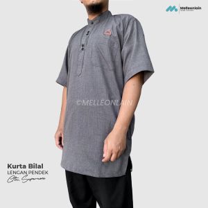Kurta Bilal Baju Koko Kemeja Polos Pria Katun Lengan Pendek Melleonlain