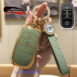 พวงกุญแจรถโตโยต้าสำหรับ Toyota Keyเคสสำหรับ Toyota Revo Rocoo FORTUNER Key COVER Gold Edge