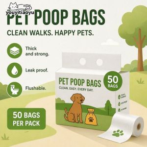 Dog Poop Bags Pet Waste Bags Thick Leakproof Biodegradable Dispenser Friendly Outdoor Walk 50pcs