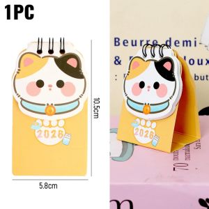 4Pcs Dễ Thương 2026 bàn nhỏ Lịch Mèo hoạt hình Hàng Ngày Tổ Chức Lịch Để Bàn Cuộn Dây Kế Hoạch Sổ danh sách ghi nhớ Cuộn Lịch Trường