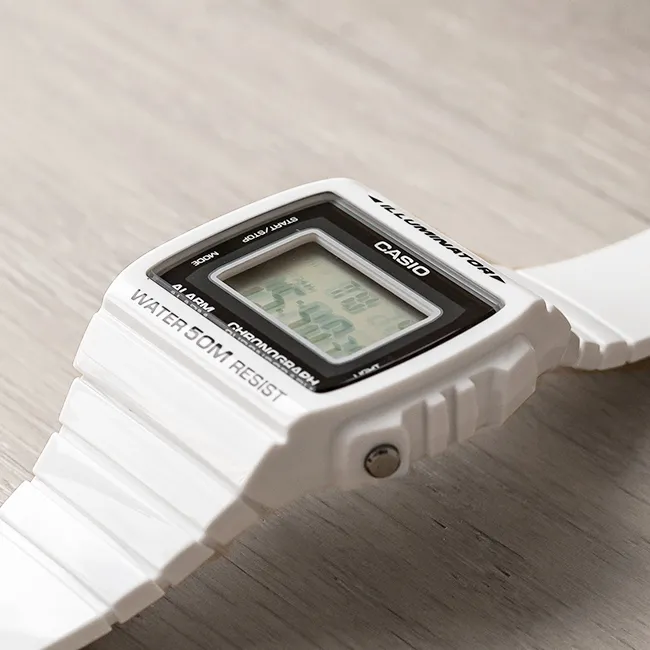 Casio Watch Alarm Chronograph Digital White W-215H-7AVDF – Watches &  Crystals