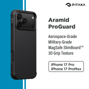 PITAKA Aramid ProGuard Case for iPhone 17 Pro / 17 Pro Max – Aerospace-Grade Aramid Fiber Military-Grade Protection Ultra-Slim 0.75mm Super Lightweight 13g 3D Grip Texture MagSafe SlimBoard™ 2.0
