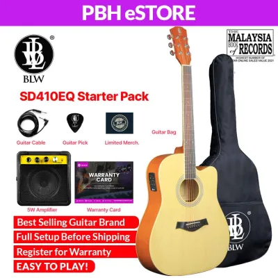 BLW SD410EQ 41 Inch Standard Semi Acoustic Electric Guitar for Beginners with Bag Cable / Gitar Elektrik Akustik Saiz Besar / Gitar Pakej