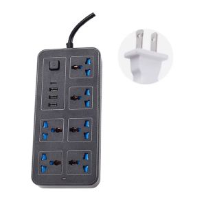 COUPLECOL Dây nối dài 2m Vòi đa năng 6 ổ cắm AC  3 USB Multiprise Ổ cắm điện Chống sét Nút nguồn an toàn Ổ cắm thông dụng cho nhà thông minh Sạc