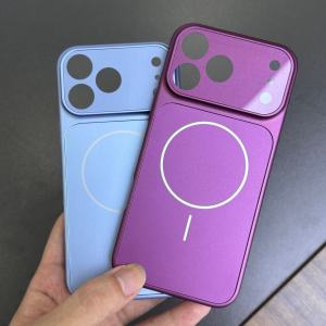 Luxury Plating Frosted Glass Magnetic Shell Phone Case For iPhone 17 16 15 14 13 Pro Max For Magsafe Wireless Charge Armor Cover