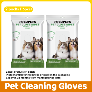 Pet Cleaning Gloves 8pcs Wash-free Gloves Disposable Wet Wipes