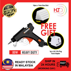 Hot Melt Glue Gun KM 80W Come with 10pcs x 7mm Glue Stick & 1 Travel Adapter