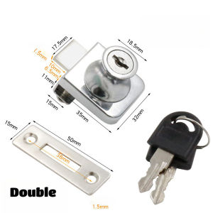 Single Double Glass Door Lock with Key for 5-8mm Showcase Lock Display Cabinet Glass Door Push Sliding Locks