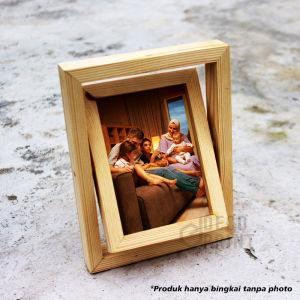 SidsWood [360TR] Bingkai Foto Kayu 360 Derajat Transparan Ukuran 4R Depan Belakang Bisi Di Simpan Foto