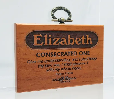 Name Plaque With Bible Verse Scripture | Solid Mahogany Wood | Christian Gifts | GracelandGifts