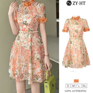 ZYHT EraVogue Womens Dresses Orange Dresses A-Shape Dresses Lace Dresses Work Dresses Hiso Dresses Vintage Dresses Work Dresses Party Dresses Evening Dresses 70273