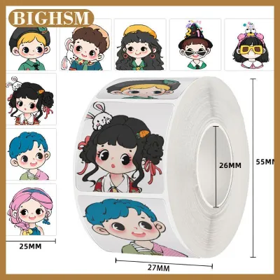 BIGHSM 500 cái cuộn phim hoạt hình cô gái dán trẻ em phần thưởng dán tự làm guitar điện thoại máy tính xách tay cốc nước dán đồ chơi