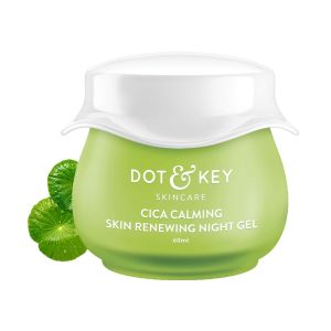 Dot & Key CICA Calming Skin Renewing Night Gel | For Oily Acne Prone And Sensitive Skin | Night Cream with Niacinamide Green Tea & Hyaluronic | Fades Blemishes & Dark Spots | 60ml