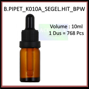 Botol Pipet Kaca Amber 10ml Segel Hitam