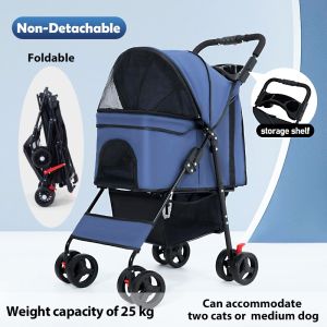 【SG Stock】Pet Stroller Foldable Waterproof Pet Trolley Detachable Dog Trolley Cat Stroller Cat Trolley Cart Pet Stroller Foldable Washable Dog Cat Carrier Universal Wheels Lightweight Outdoor Stroller