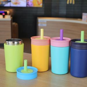 360ml Mug Kids Cups with Silicone Straws and Lids Tumbler BPA Free Toddler Straw Cups
