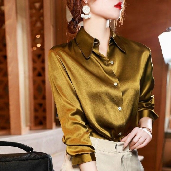 Brand Quality Luxury Women Shirt Elegant Office Button Up Long