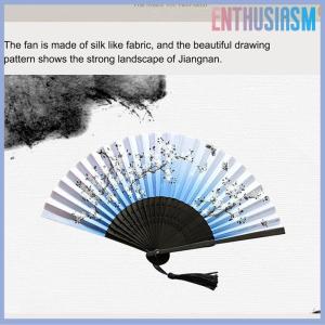 【Enthusiasm】🌟🌟【Hot Sale】🎈 Chinese Silk Folding Fan Wooden Shank Classical Dance Fan Home Decoration