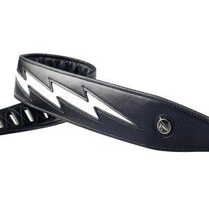 Black White High Quality Leather Guitar Strap Unique Lightning Comfortable Acoustic Electric Bass Strap Guitar Accessories2026